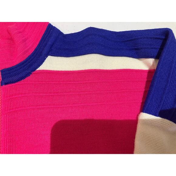 VTG 80's 1/4 Zip Herman's Ski Bunny Colorblock Wool Sweater Pink Womens Size M - Picture 7 of 9